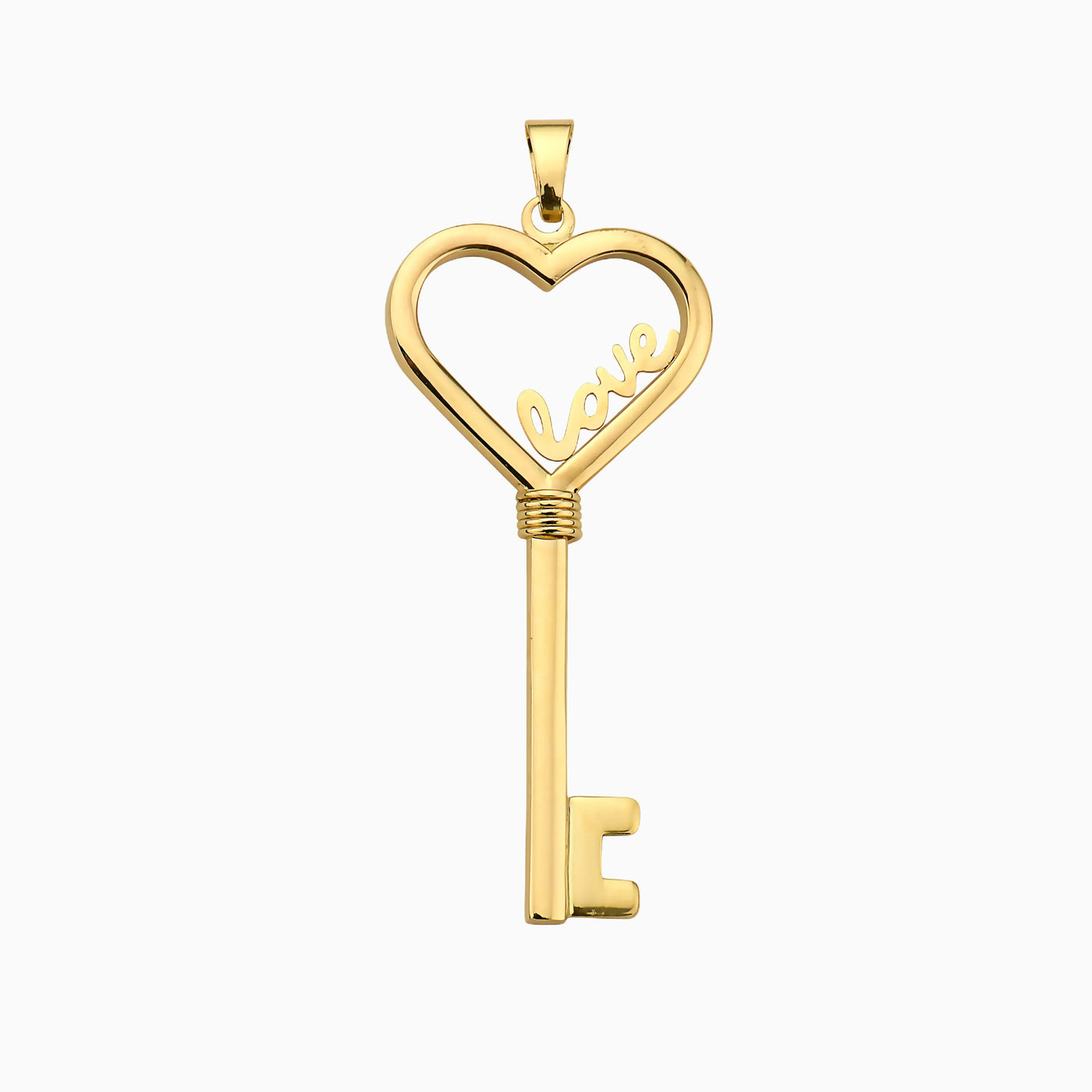14K Gold Love Hearty Key Cute Pendant