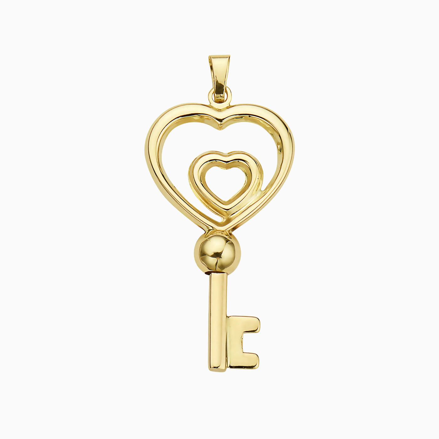 14K Gold Cute Heart Shape Key Pendant