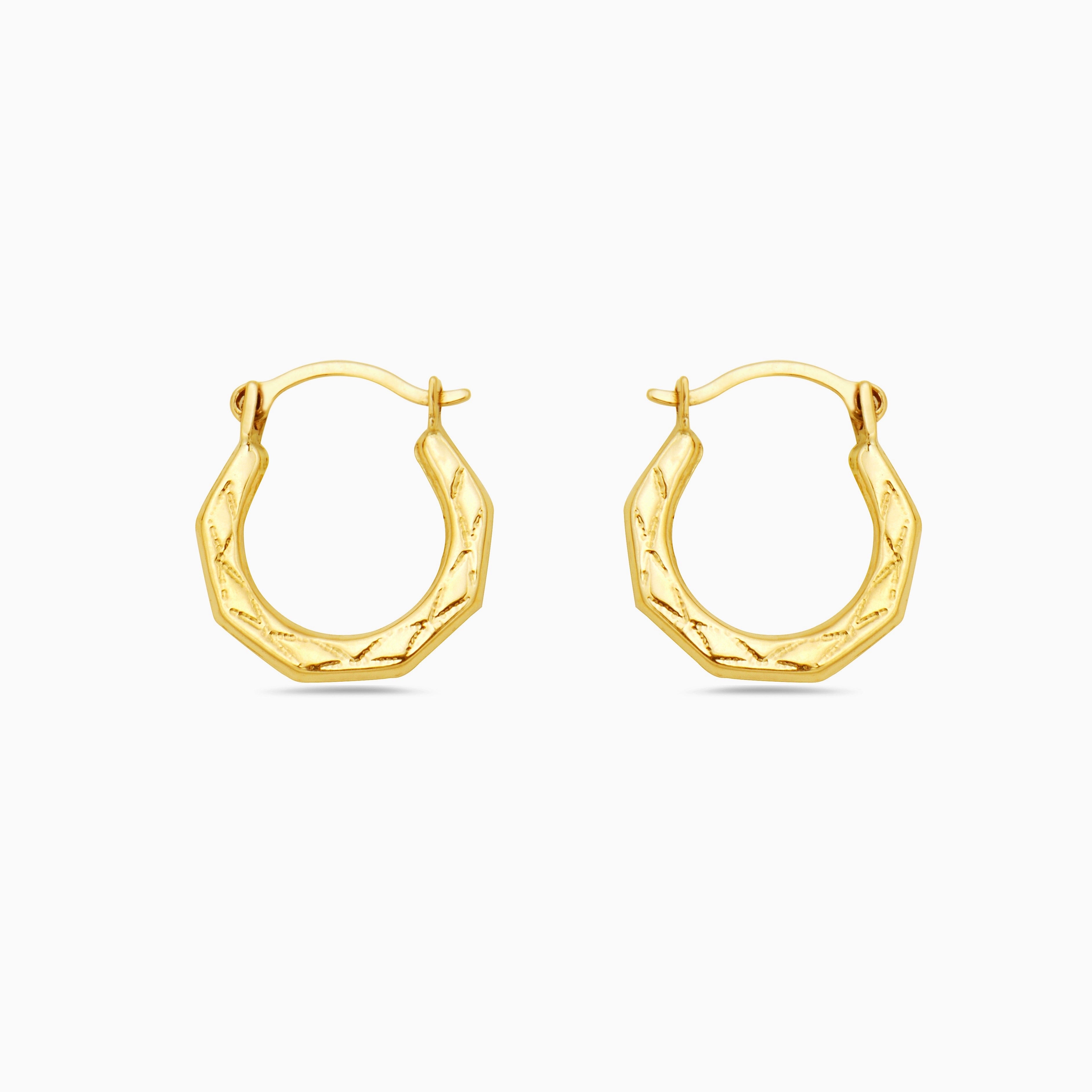 Solid Gold Oval Fancy Design Mini Hoop Earrings – Pori Jewelry