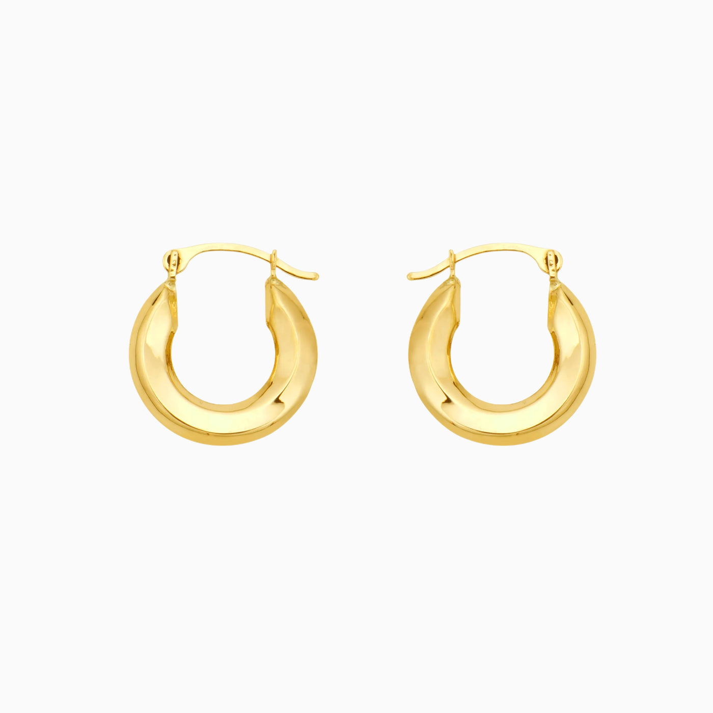 10K Gold High Polish Shiny Sqaured Mini Hoop Earrings