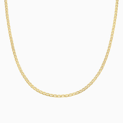 14K Flat Mariner Link Chain Necklace