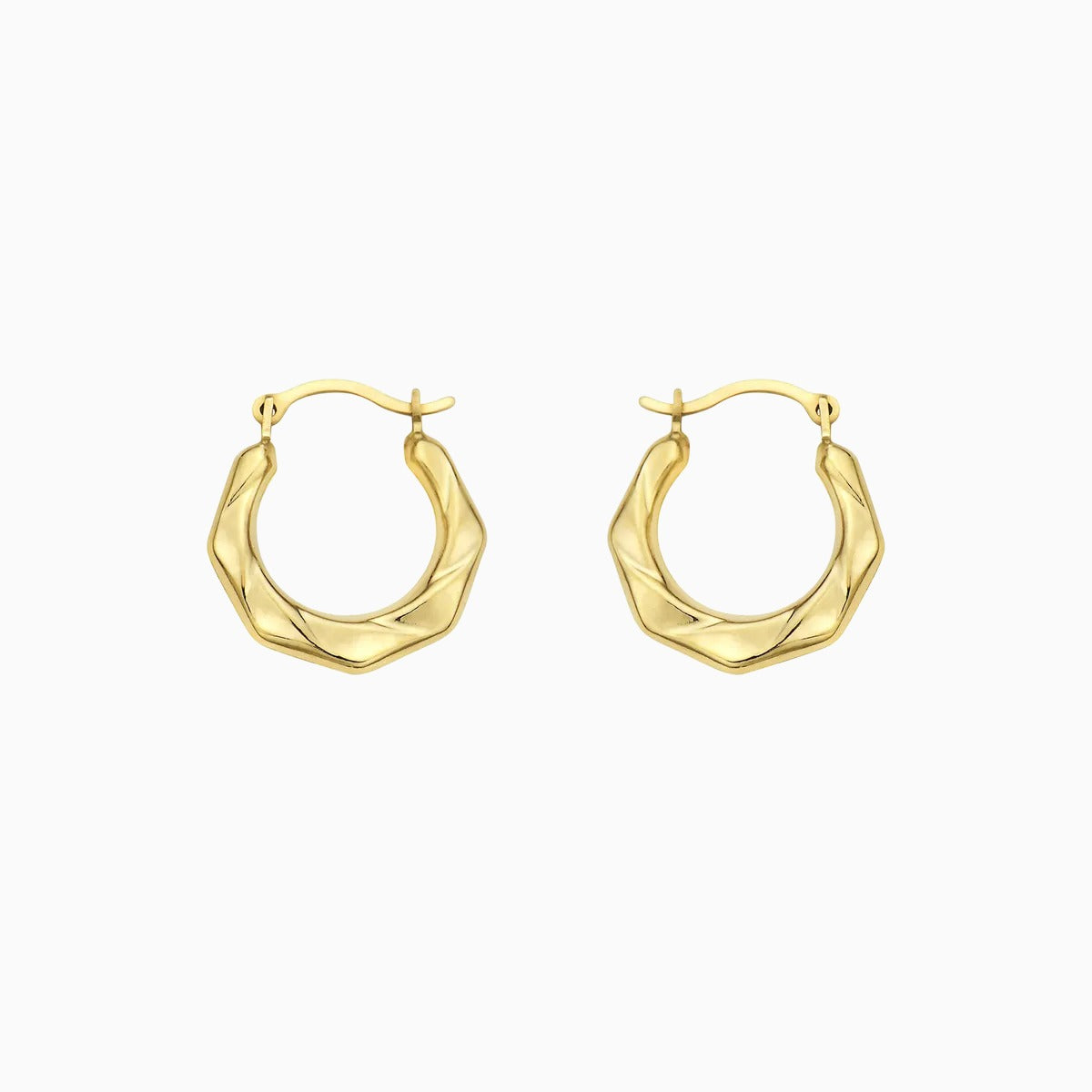 14K GOLD DC Hexegonal Hoop Earrings