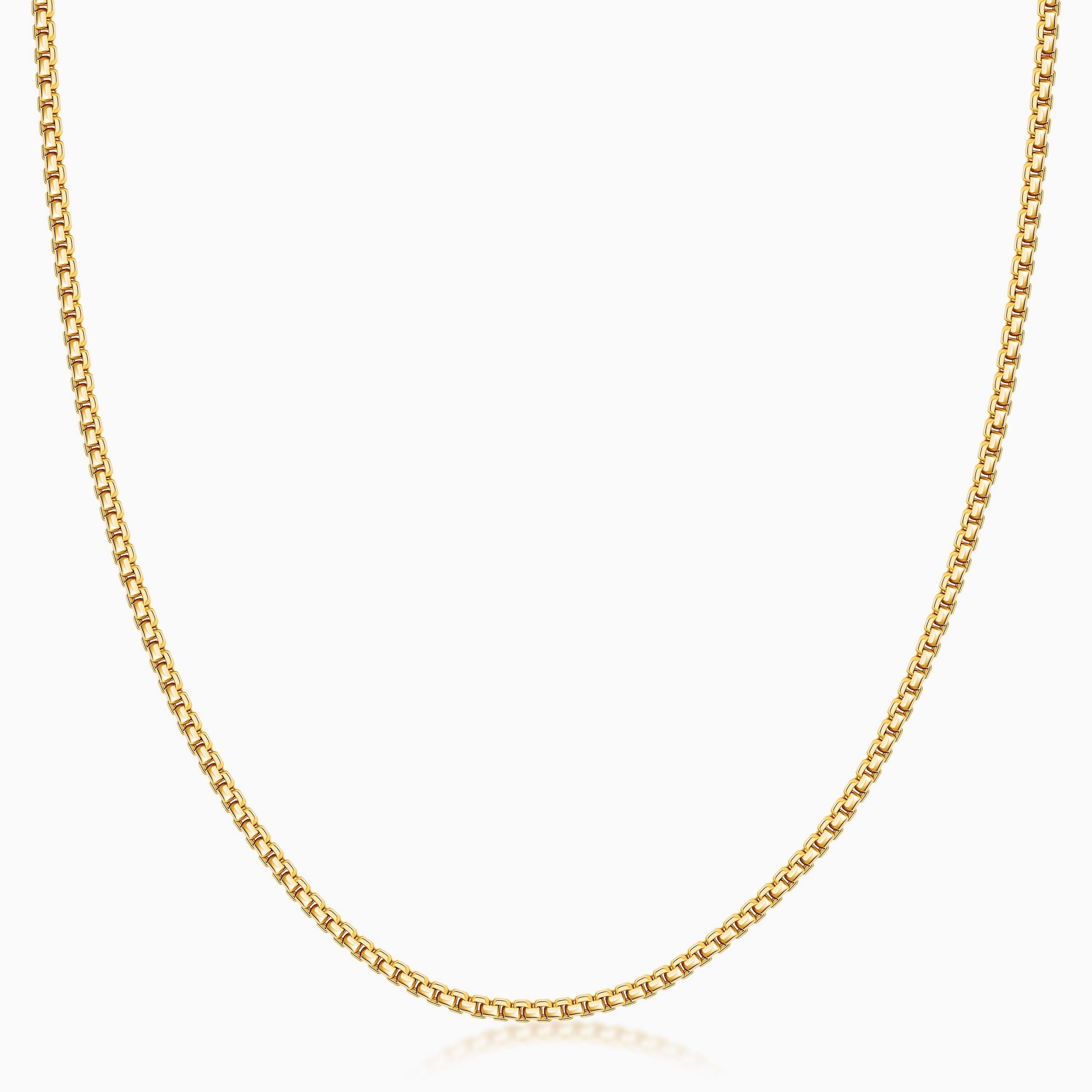 14K Gold Round Box Chain Necklace – Pori Jewelry