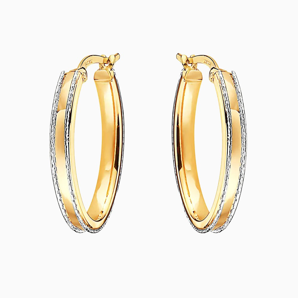 14K GOLD WHITE LINING HOOPS