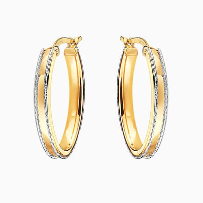 14K GOLD WHITE LINING HOOPS