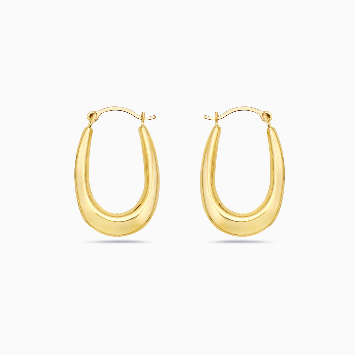 14K Oval Shape Bib Hoop Earrings