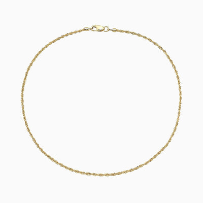 Solid Gold Diamond Cut Rope Chain Anklet