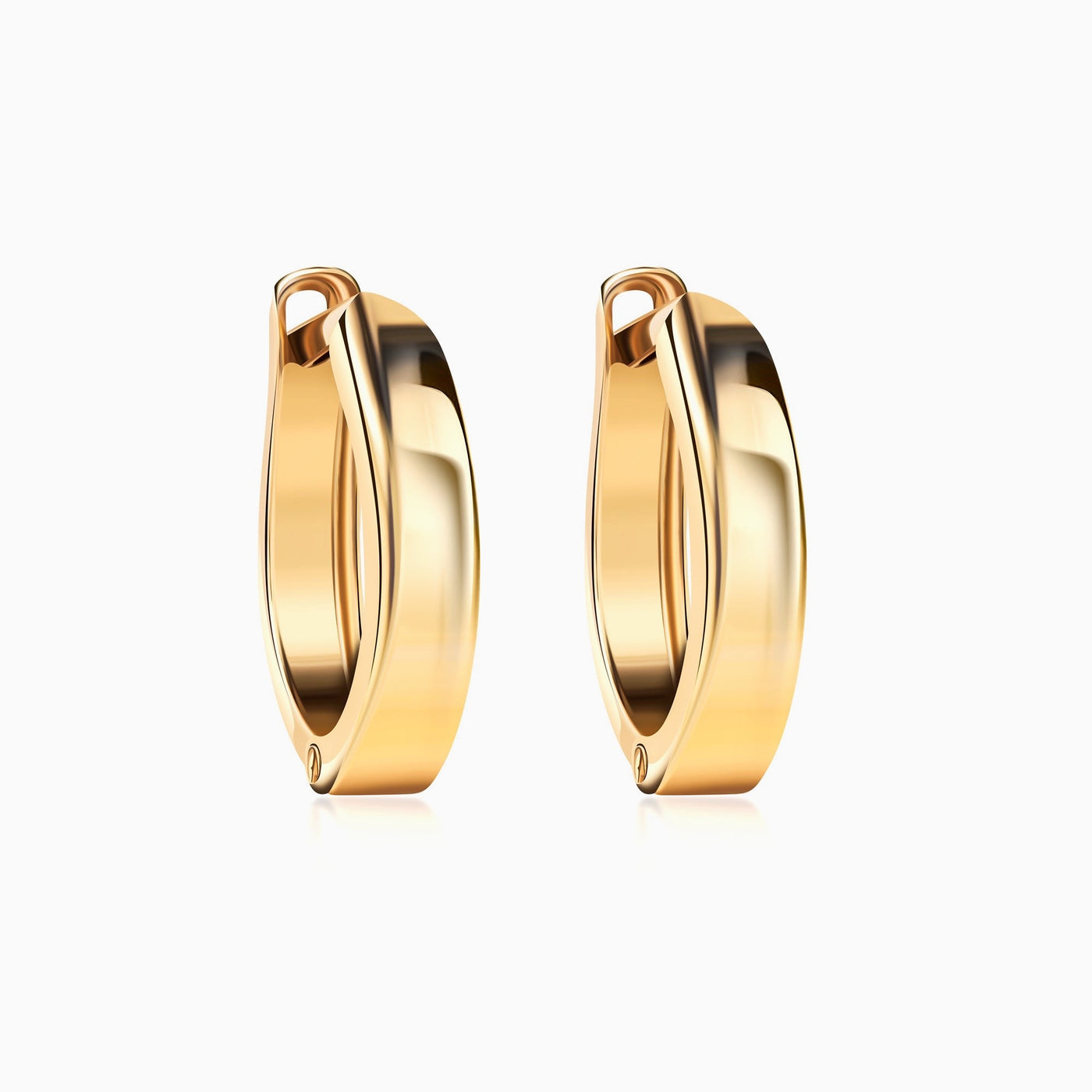 Solid Gold Cute Round Huggies Hoop Earrings