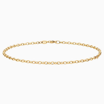 10K Gold 2.0MM Round Rolo Link Chain Bracelet - Made in Italy
