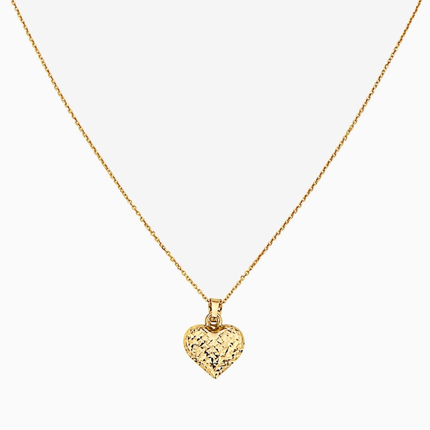 14K Gold Heart With Cable Chain Necklace