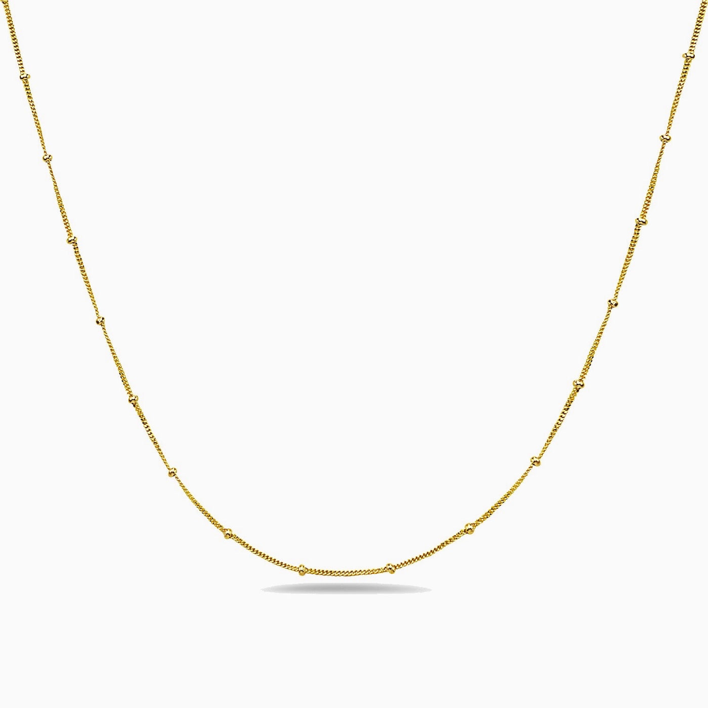 14K SOLID CURB & BALL CHAIN NECKLACE