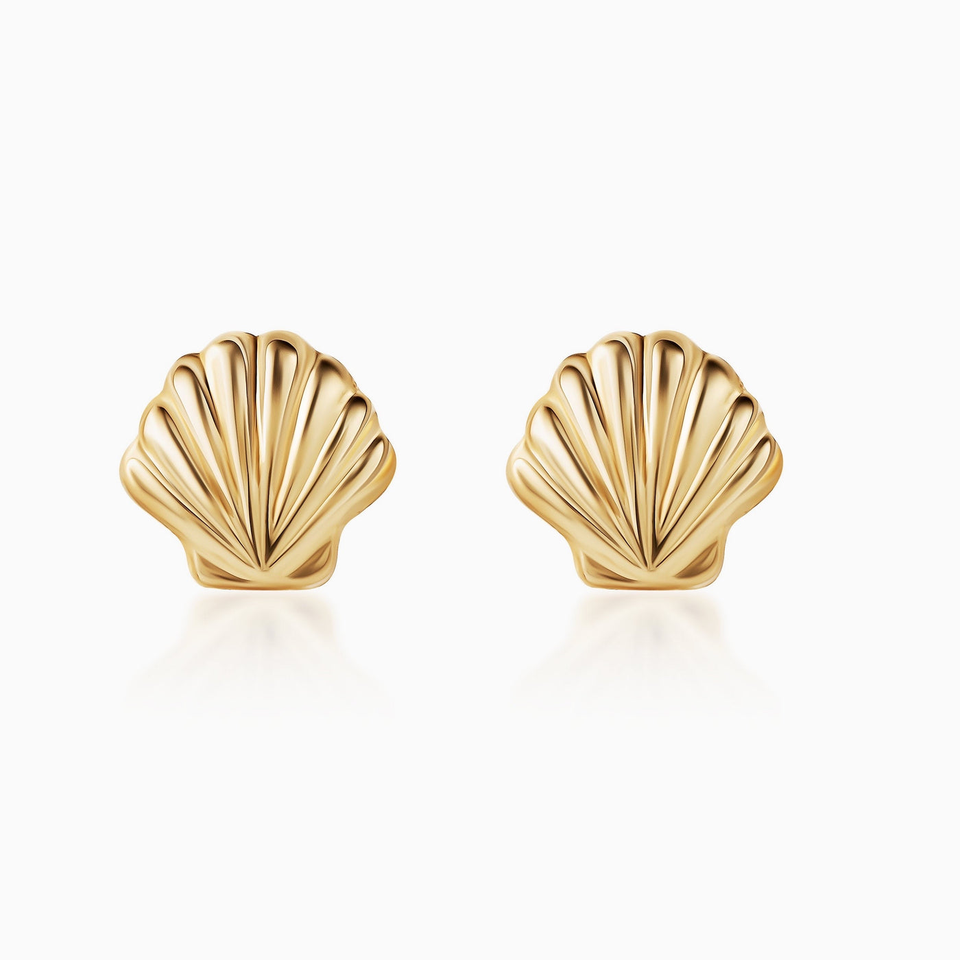 14K Gold Seashell Small Stud Earrings