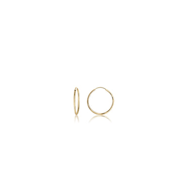 14K Solid Gold Round Endless Hoop Earrings