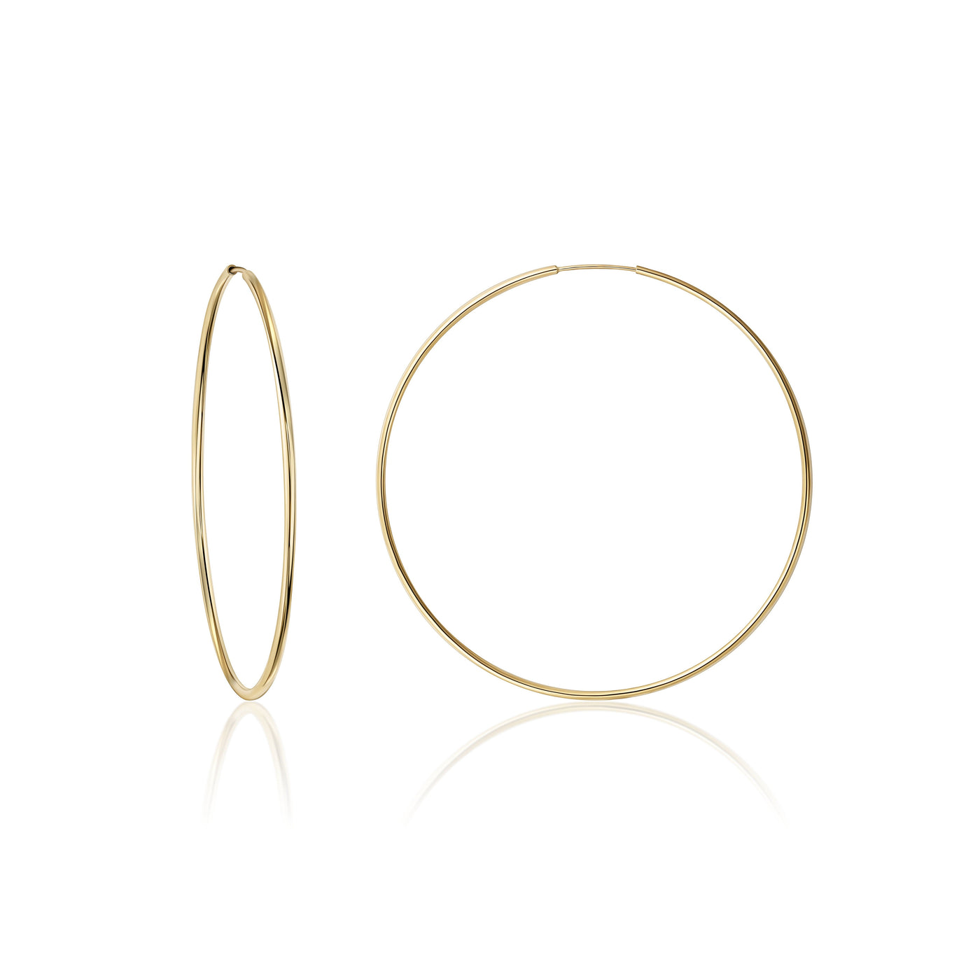 14K Solid Gold Round Endless Hoop Earrings