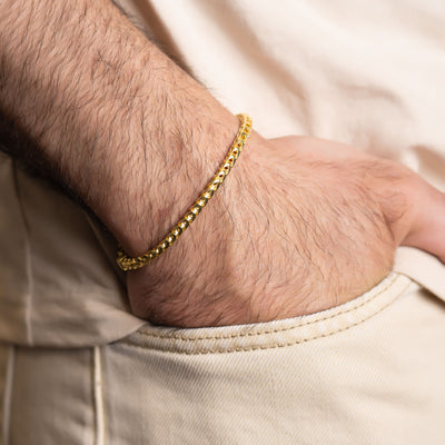 Men'S 14K Gold Plating Over 925 Sterling Silver Franco Chain Bracelet 8"