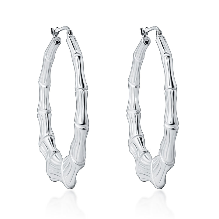Sterling Silver Bamboo Hoop Earrings – PJ