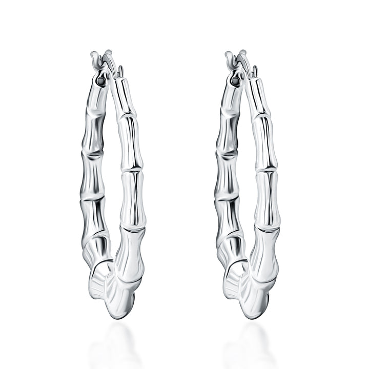 Sterling Silver Bamboo Hoop Earrings – PJ