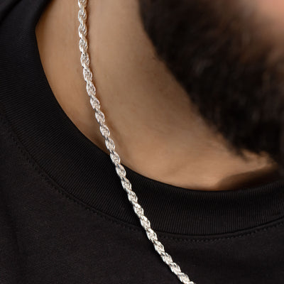 Men'S Solid 925 Sterling Silver Rope Chain Necklace 20"