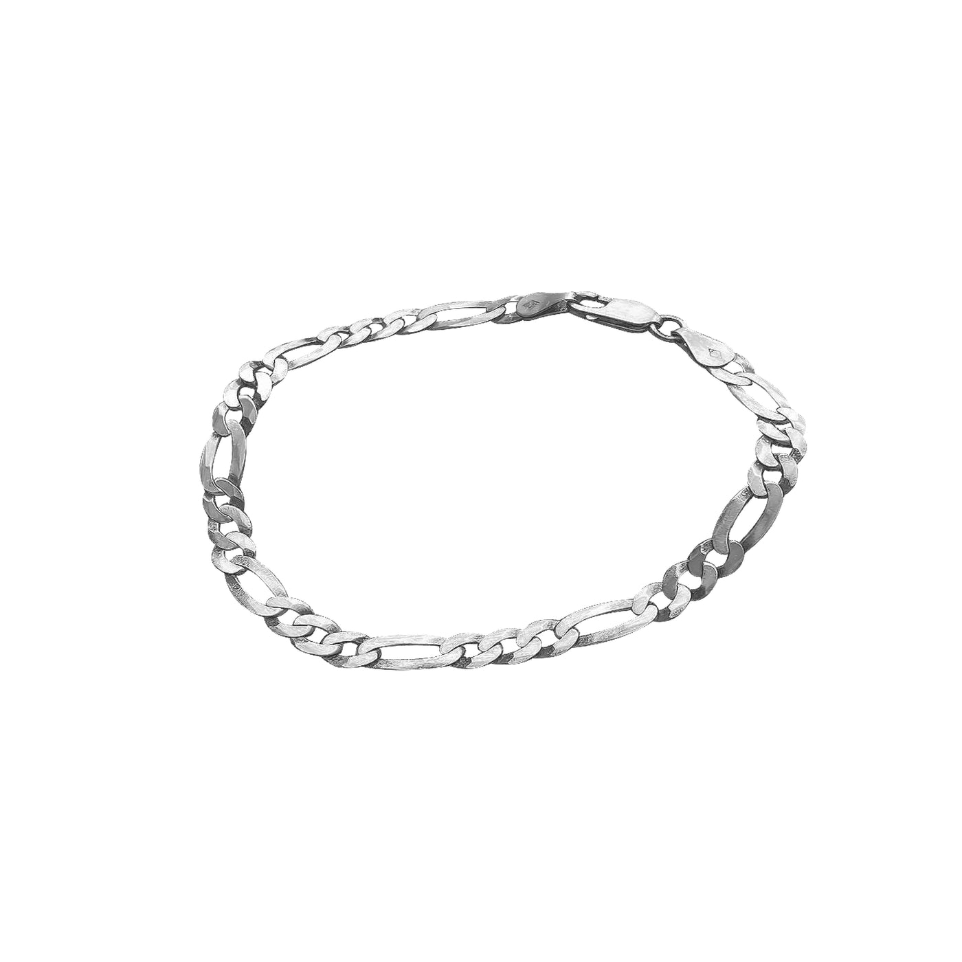Sterling Silver Gunmetal Figaro Bracelet