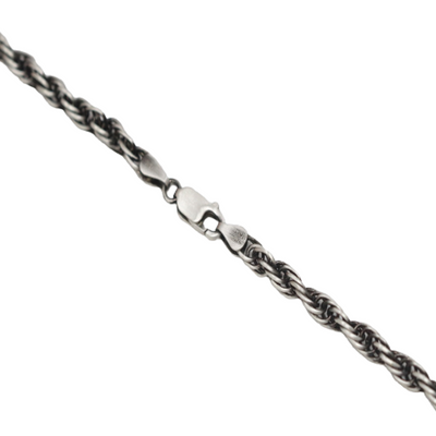 Sterling Silver Gunmetal Rope Bracelet