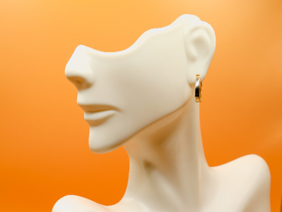 Solid Gold Squared Shape Cute Huggies Hoop Earrings