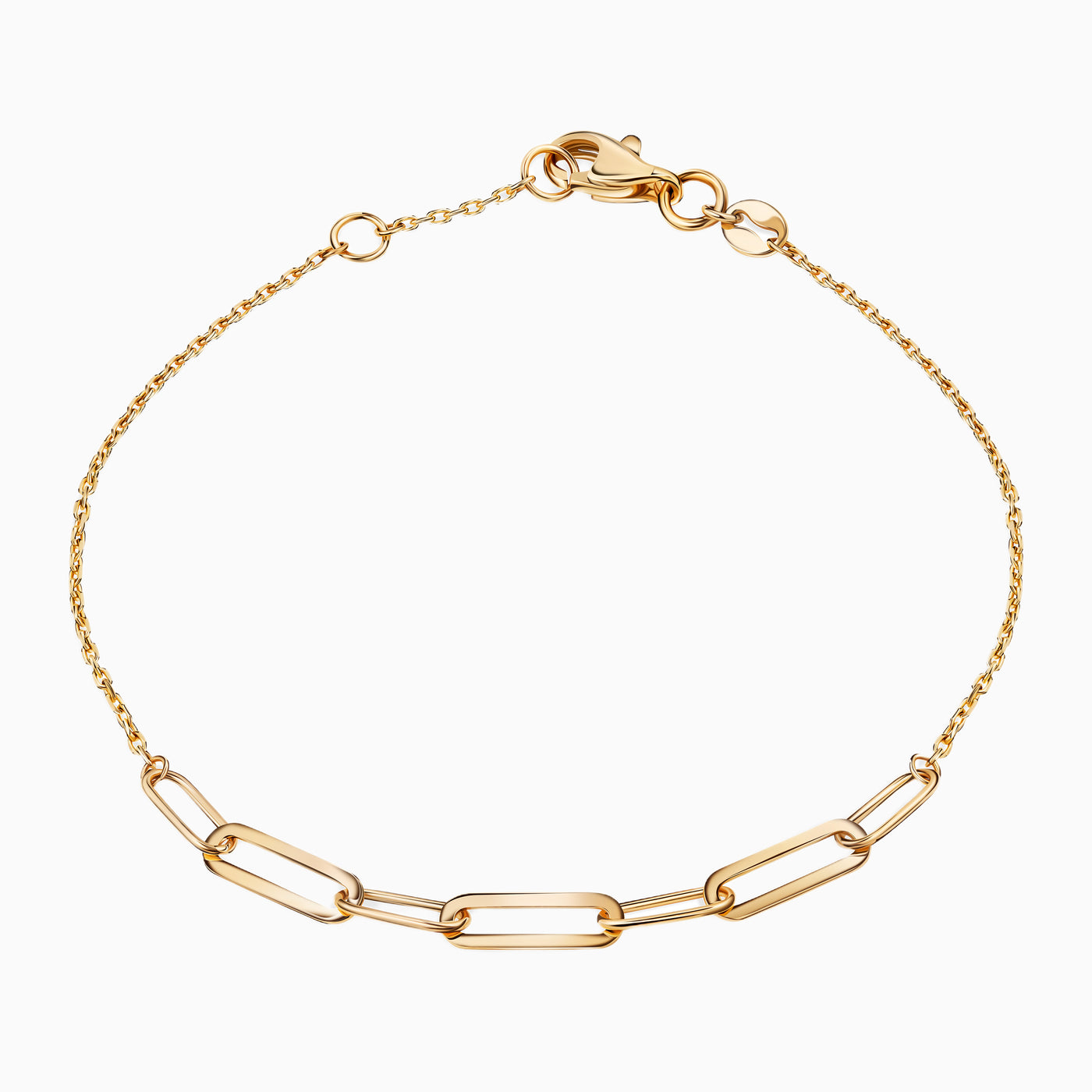 14K Solid Gold Paperclip Chain Bracelet