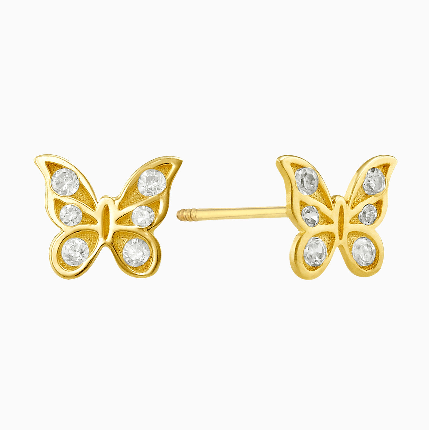 14K GOLD BEDAZZLED BUTTERFLY STUDS