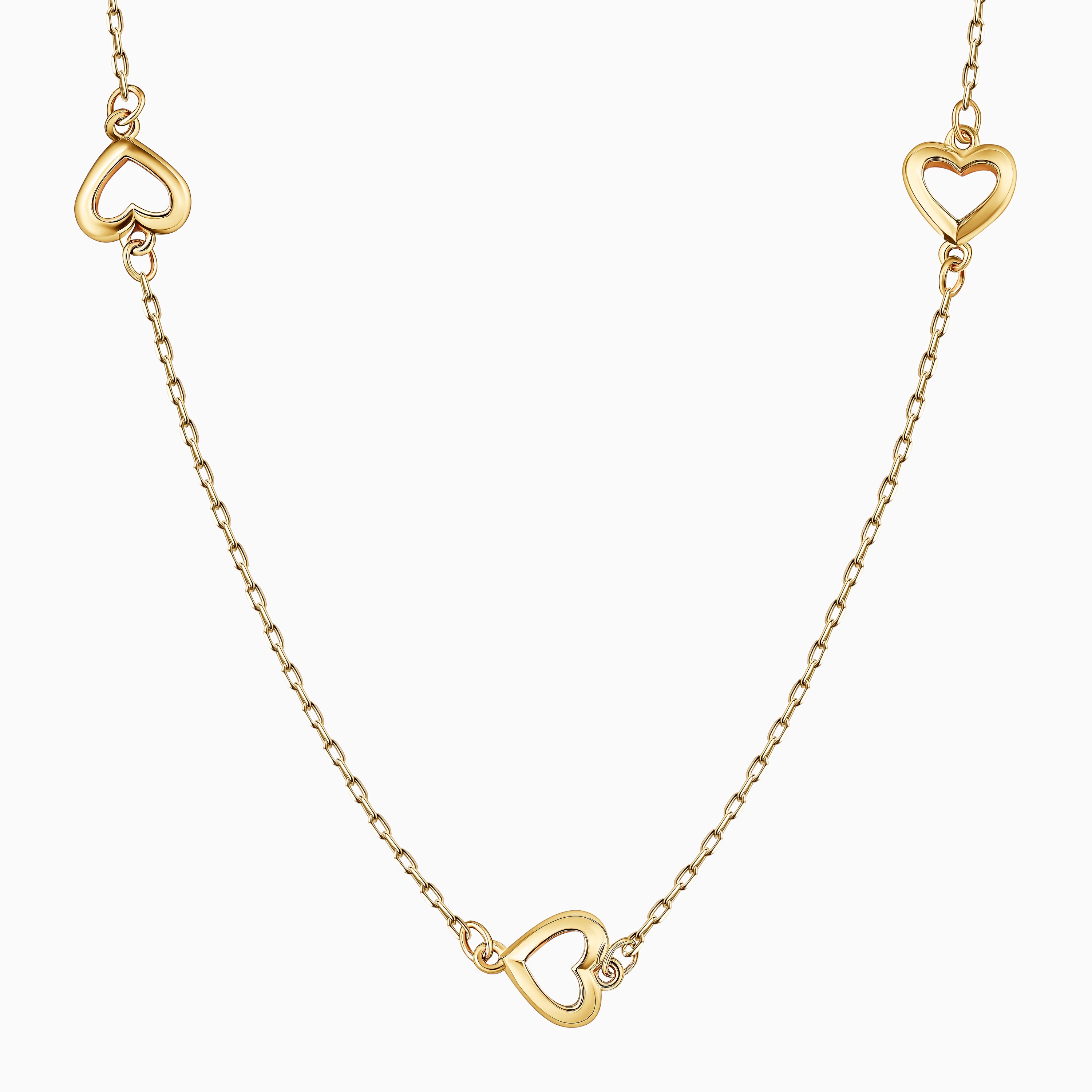 14K Solid Gold Alternating Heart Chain Necklace – Pori Jewelry