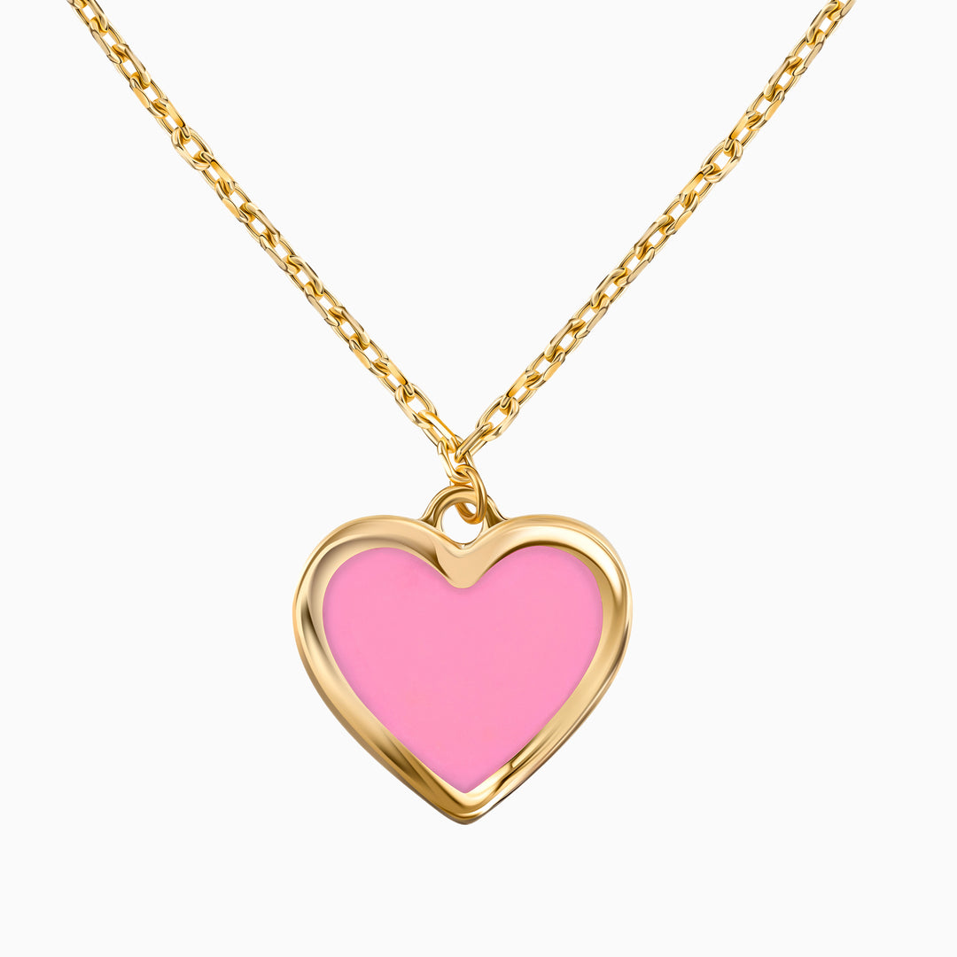 14K Gold Enamel Pink Heart Necklace – PJ