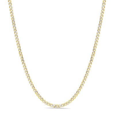 Gold over Sterling Silver Two Tone Diamond Cut Cuban Chains