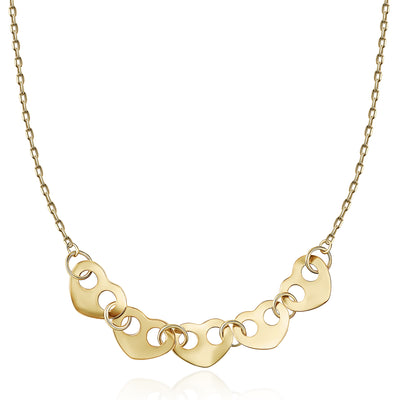 14K Gold Triple Heart Bracelet Necklace Set