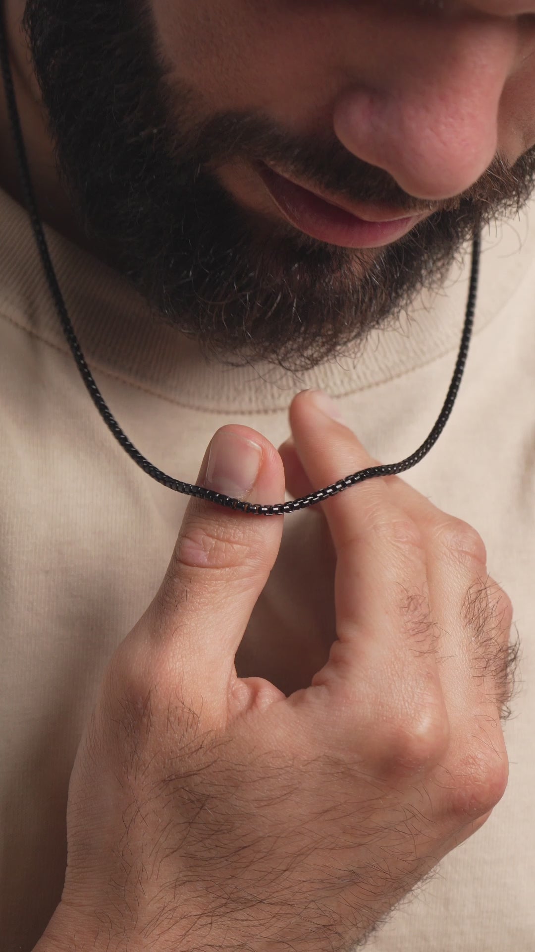 Men'S Jewelry Black Rhodium Over 925 Sterling Silver Round Box Chain Necklace