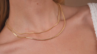 14K Gold Round Box Chain Necklace