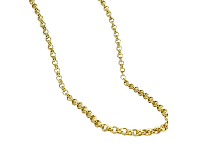14K Gold Semi Thick Rolo Interlocking Link Chain Necklace
