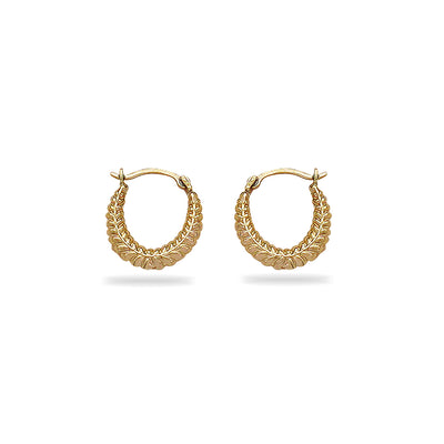 10K Gold Mini Arrow Diamond Cut Huggie Hoop Earrings