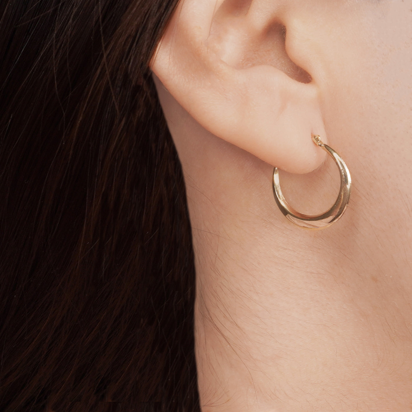 10K Gold High Polish Geometric Round Hoop Earrings