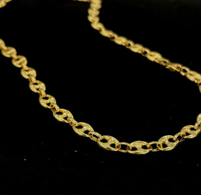 10K Gold Thick Puff Mariner Chain Necklace
