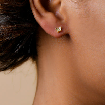 GENUINE DIAMONDS  BUTTERFLY STUD EARRINGS