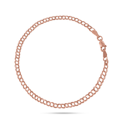 14K CHARM LINK CHAIN BRACELET IN WHITE, YELLOW, & ROSE GOLD