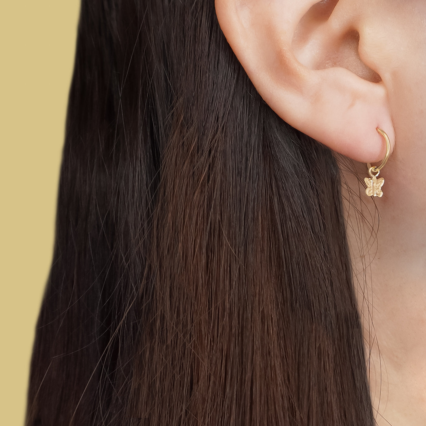 14K Butterfly Dangling Endless Hoop