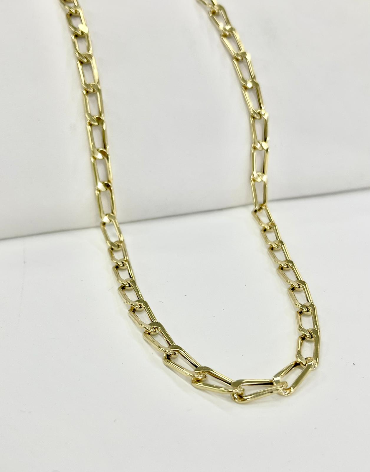 14K Gold Open Link Paperclip Chain Necklace