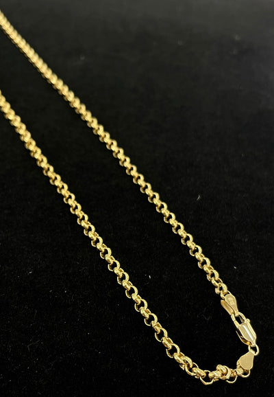 14K Gold Semi Thick Rolo Interlocking Link Chain Necklace