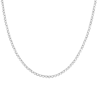 14K Gold 2.5MM Open Heart Link Chain Necklace