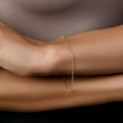14K Gold Open Heart Link Chain Bracelet