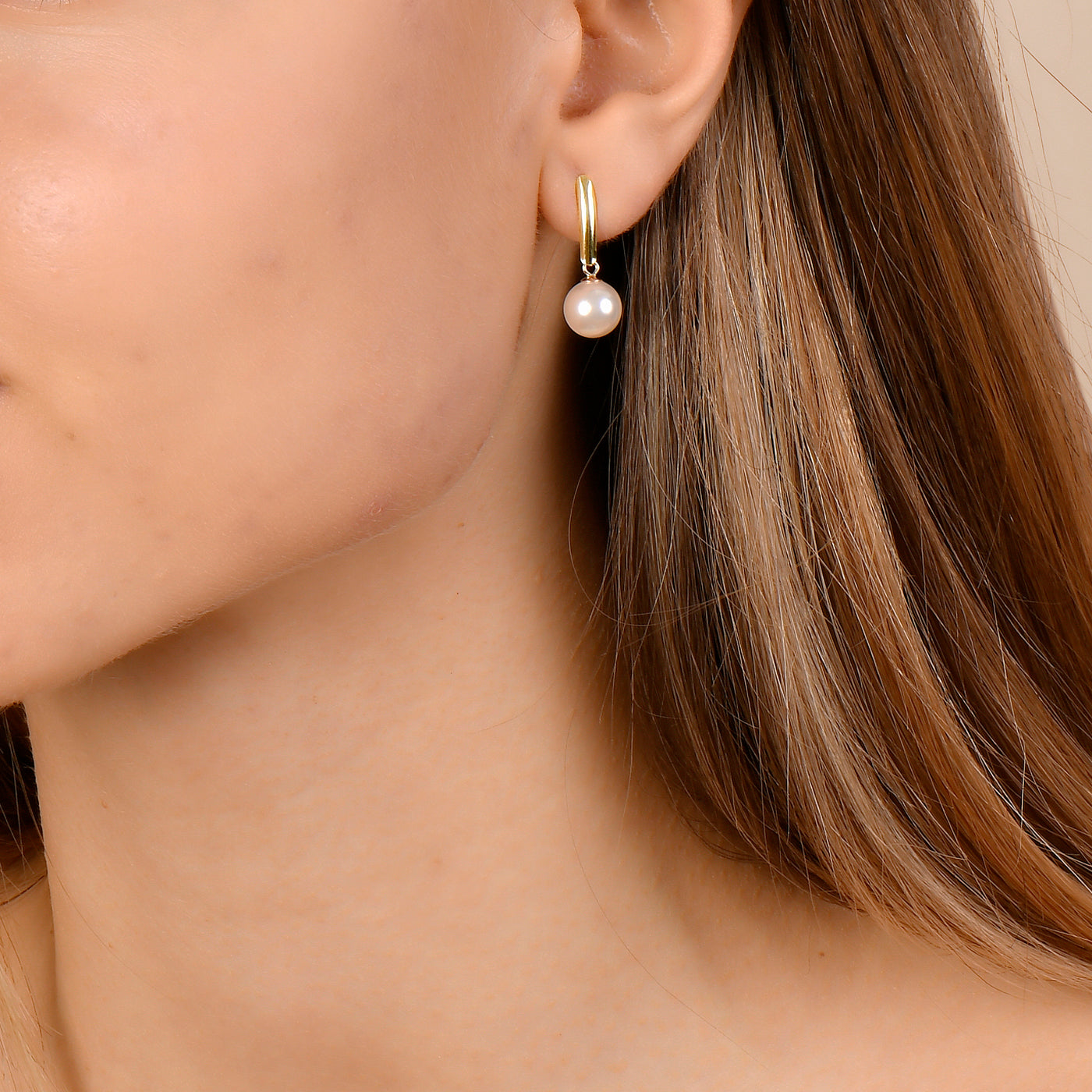 Gold Bar Studs With Pearls