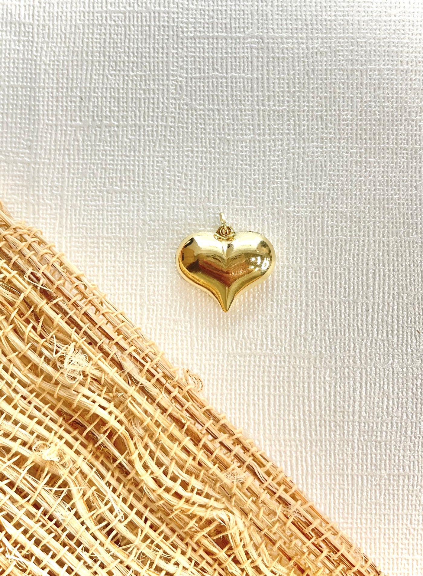 14K Gold Large Heart Charm Pendant