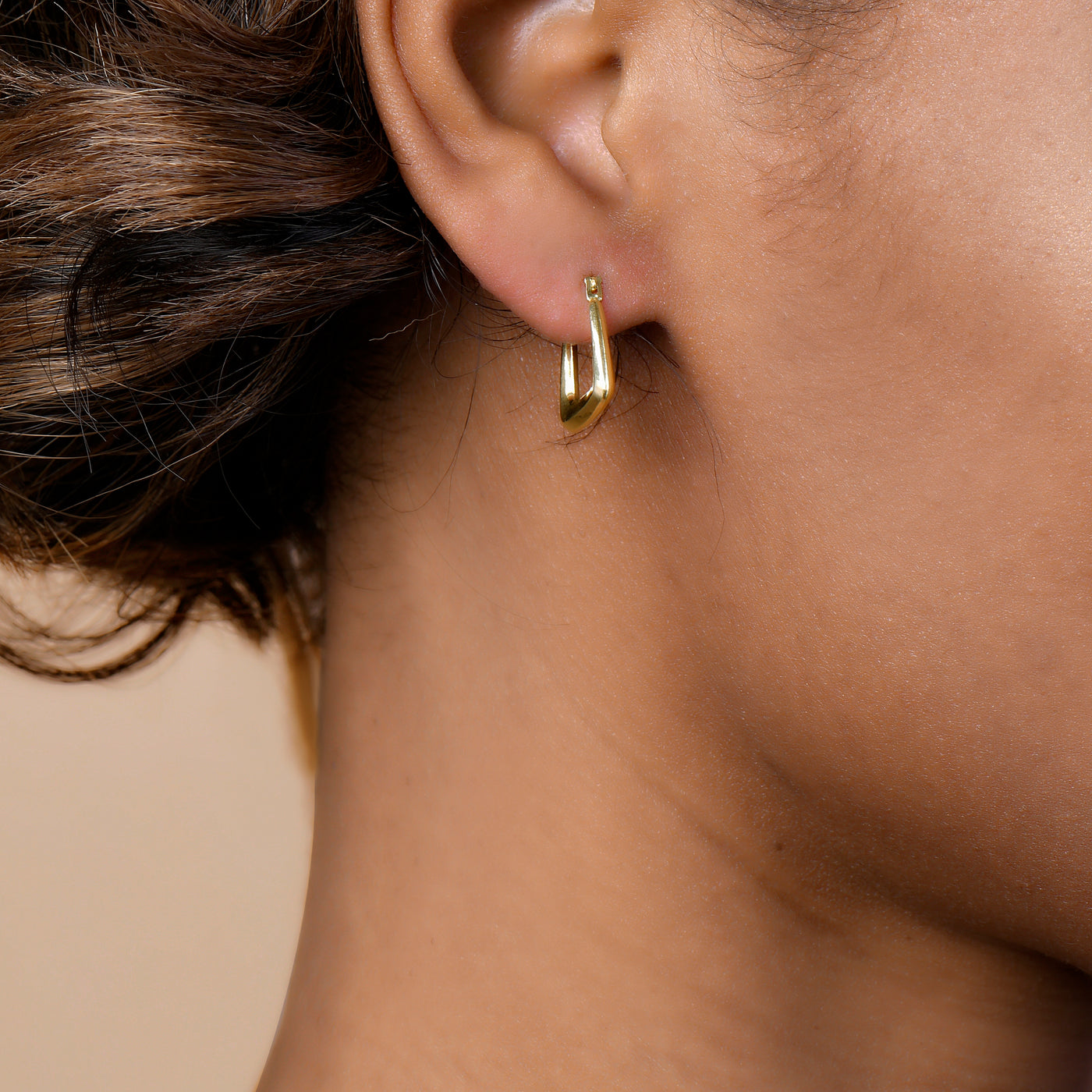 SJR 14k Yellow Gold Folding Creole Earrings - 585 Gold, Square 12mm, German Made