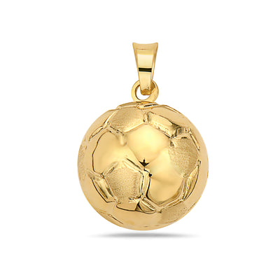 14K Gold Plain and Matte Round Soccer Ball Pendant