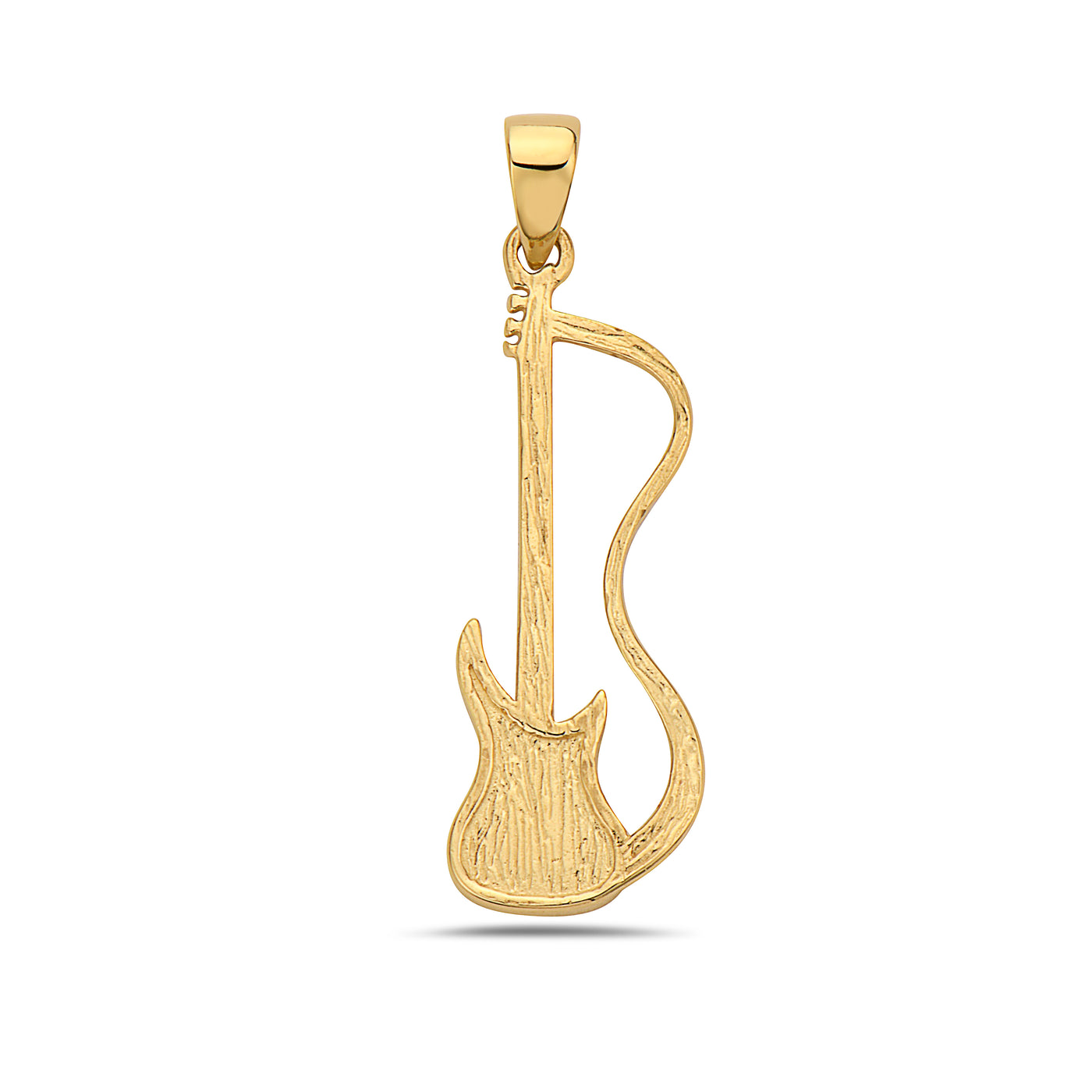 14K Gold Simple Guitar with Texture Pendant