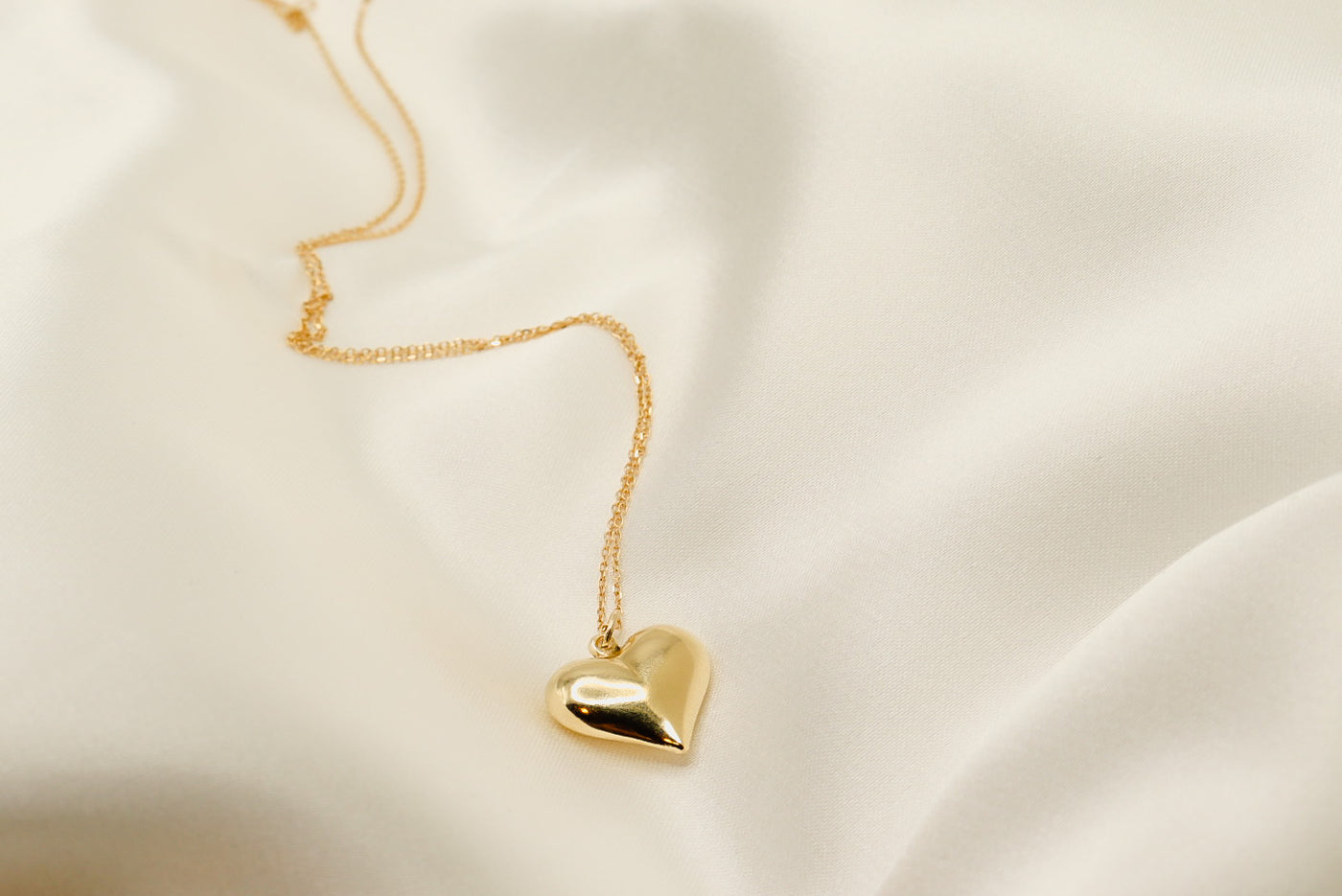 14K Gold Cute Puff Heart Charm Pendant